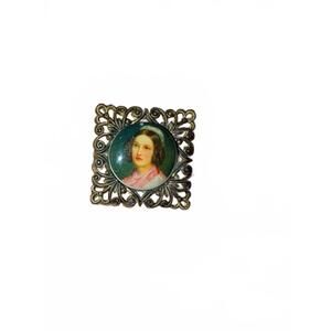 Vintage Portrait Filigree Brooch Pin